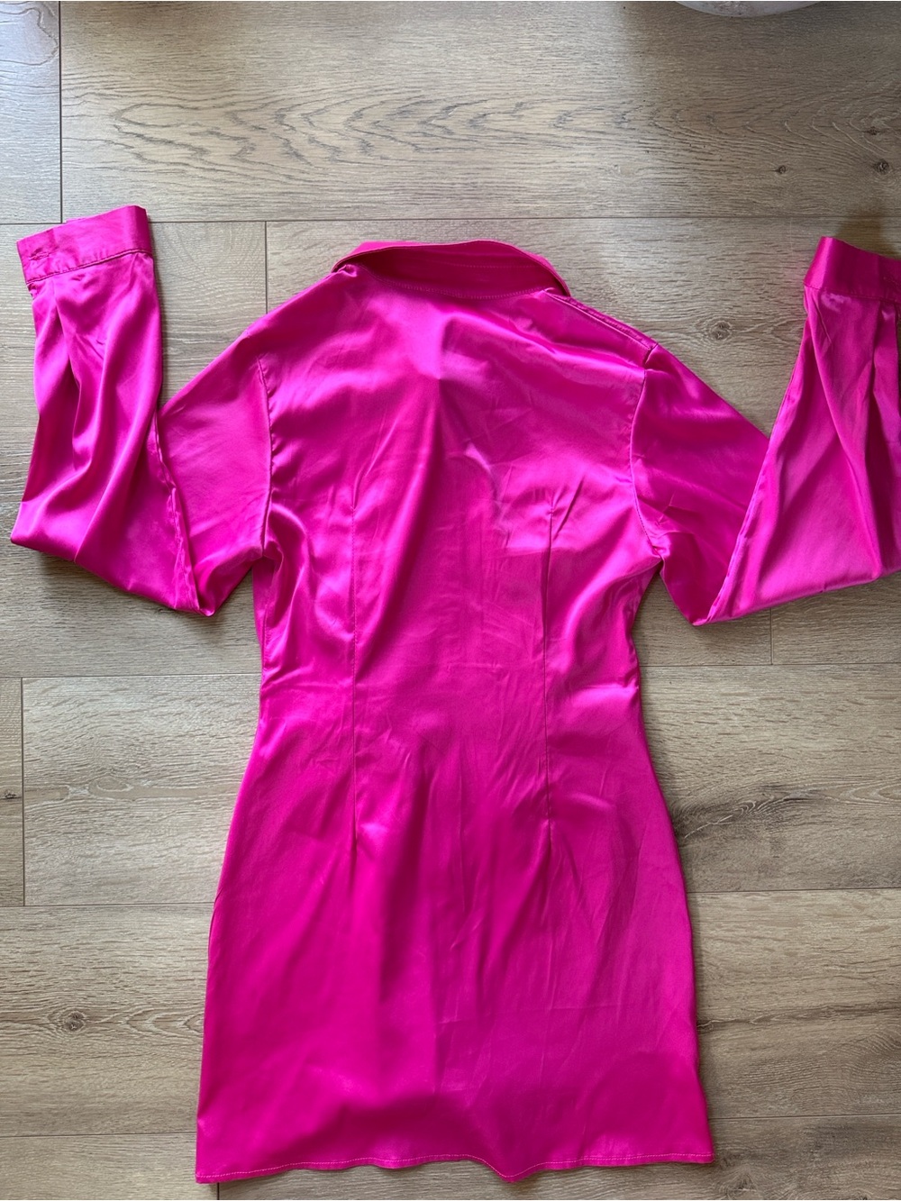 Princess Polly Fuchsia Satin Long-Sleeve Mini Dress - Picture 4 of 6